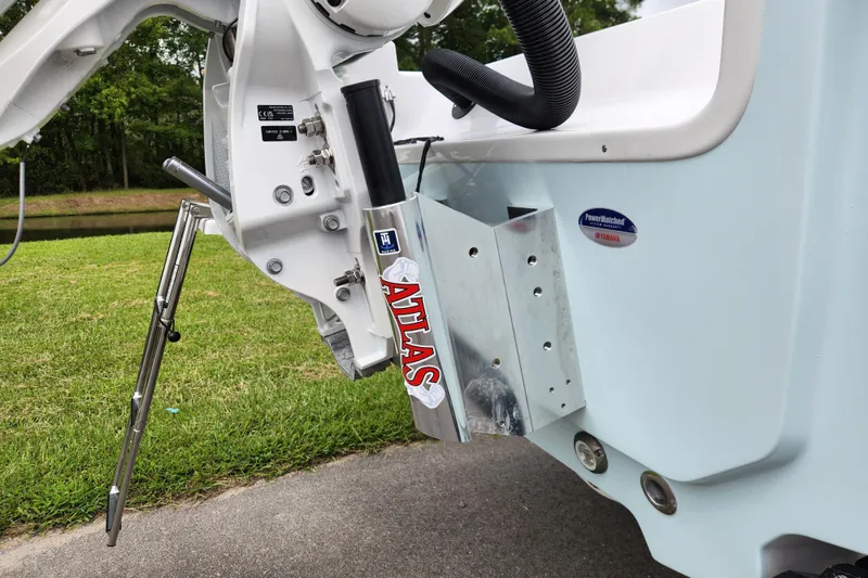 Slide: The Image of 2026 Sportsman Masters 247 Bay Boat with Atlas jack plate and Yamaha PowerMatched components. - 10