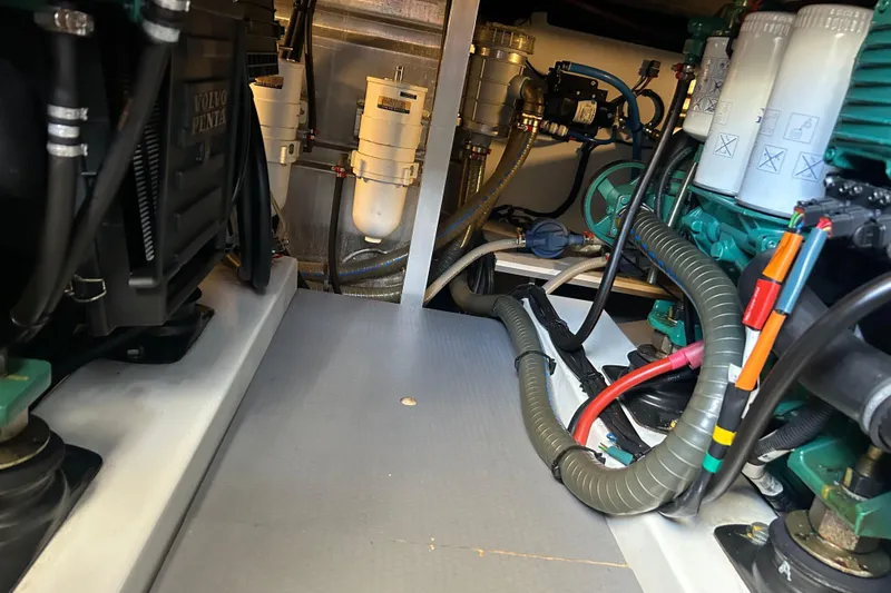 Slide: The Image of Engine room of 2018 Beneteau Swift Trawler 44 with Volvo Penta components. - 35