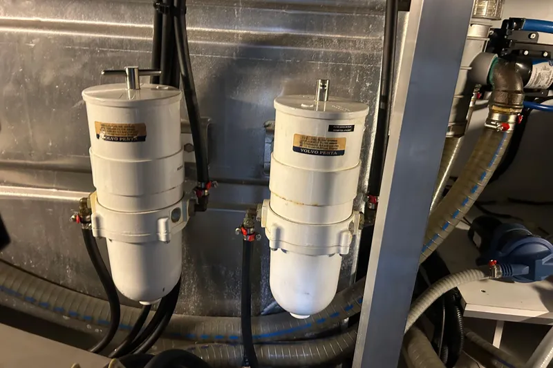 Slide: The Image of Engine room of 2018 Beneteau Swift Trawler 44 with Volvo Penta filters. - 44