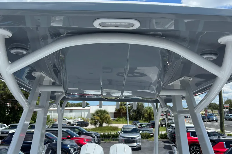 Slide: The Image of 2026 Glasstream 280 Pro-XS boat canopy with sleek design and sturdy framework. - 7