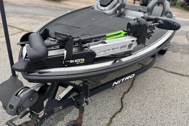 Slide: The Image of 2019 Nitro Z20 boat with Minn Kota Ultrex trolling motor on trailer. - 11