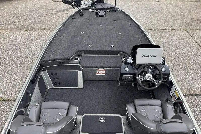 Slide: The Image of 2019 Nitro Z20 boat interior with Garmin navigation system and dual seats. - 18