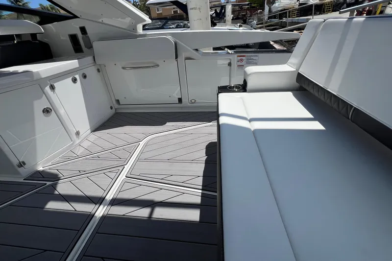 Slide: The Image of 2023 Monterey 385 Super Sport interior with sleek seating and modern design. - 36