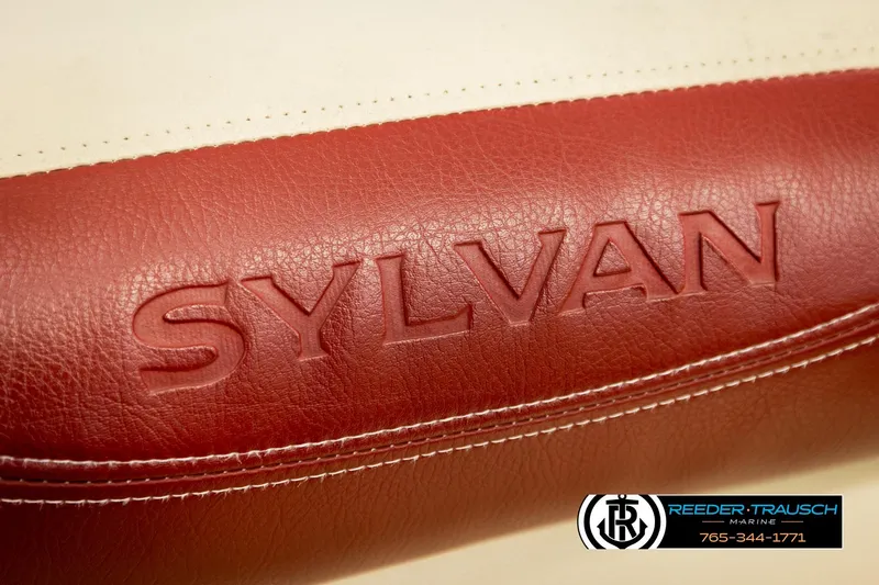 Slide: The Image of Red leather seat with "SYLVAN" embossed, 2017 Sylvan 818 Mirage CR. - 36