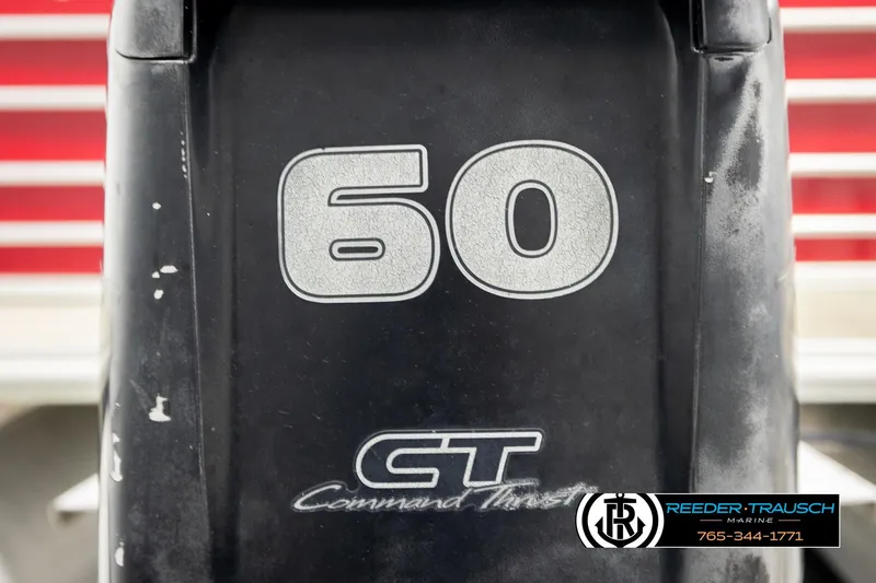 Slide: The Image of 2017 Sylvan 818 Mirage CR boat engine with "60 CT Command Thrust" branding. - 39