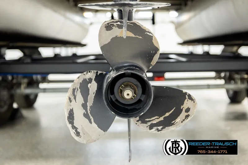 Slide: The Image of Close-up of a worn propeller on a 2017 Sylvan 818 Mirage CR boat. - 40