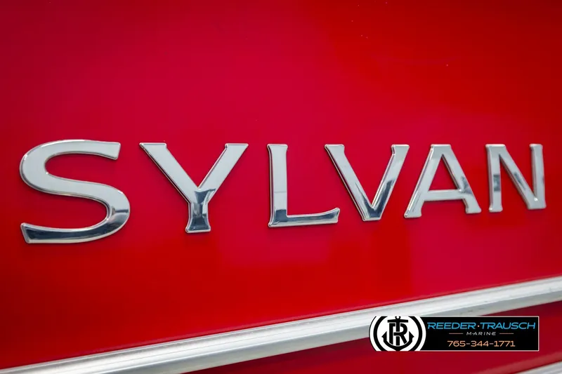 Slide: The Image of Red Sylvan 818 Mirage CR 2017 boat with Reeder-Trausch Marine logo. - 43