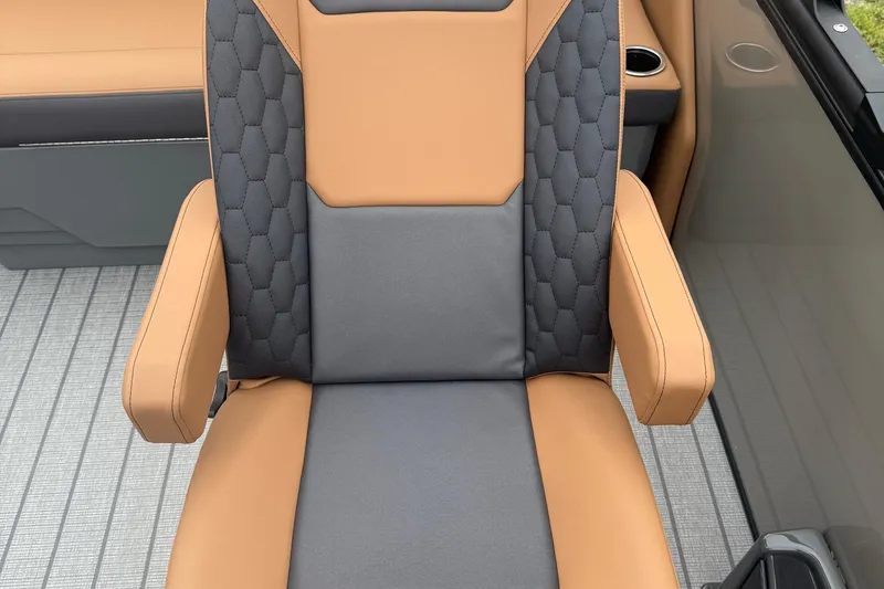 Slide: The Image of Luxurious tan and gray seat in 2026 Sylvan L-3 DLZ DH boat interior. - 11