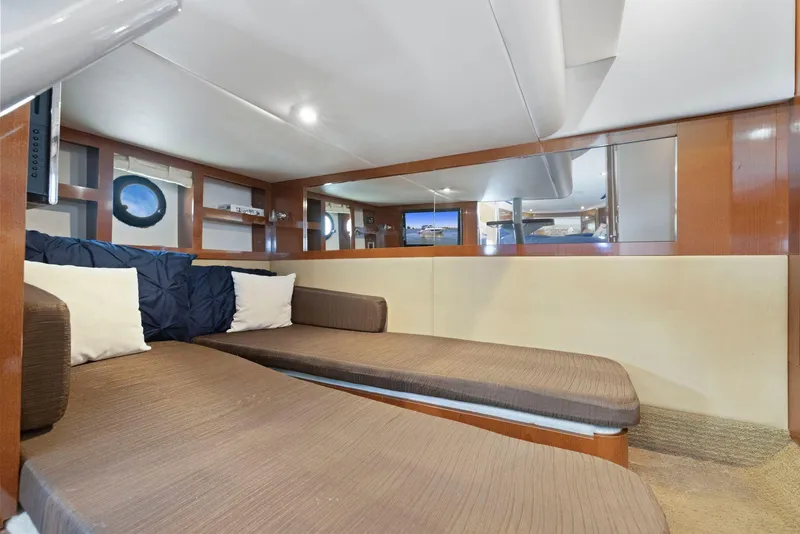 Slide: The Image of Interior cabin of 2014 Sea Ray 350 Sundancer with twin beds and modern design. - 29