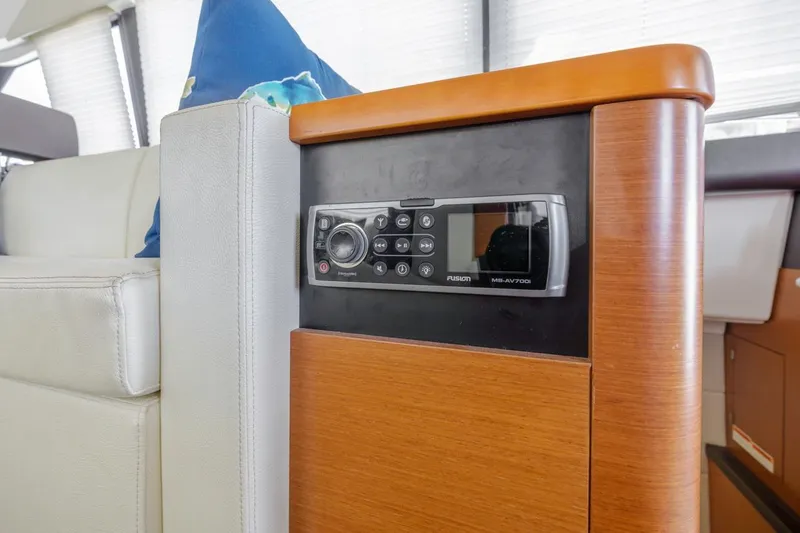 Slide: The Image of Interior of 2015 Prestige 500FB yacht featuring a Fusion MS-AV700i audio system. - 47