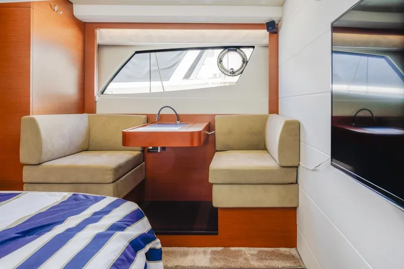 Slide: The Image of Luxurious interior of 2015 Prestige 500FB yacht with cozy seating and modern design. - 49