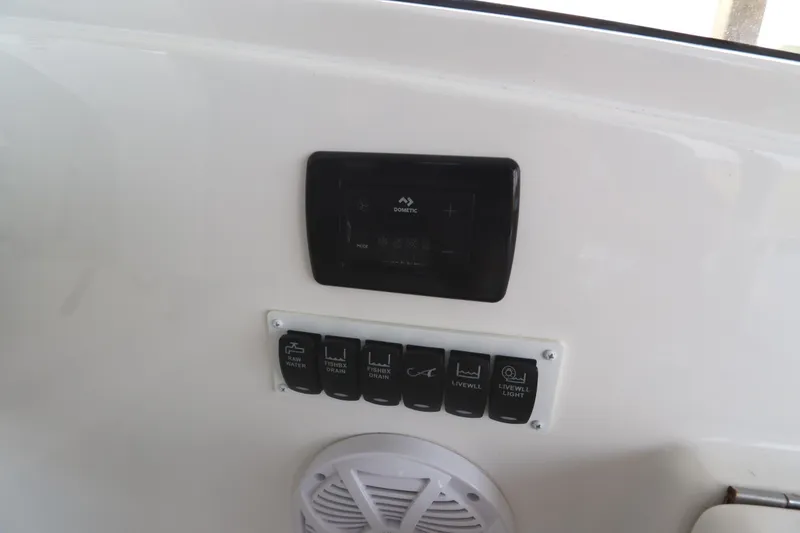 Slide: The Image of 2024 Albemarle 30 Express boat fridge with drinks and beverages inside. - 42