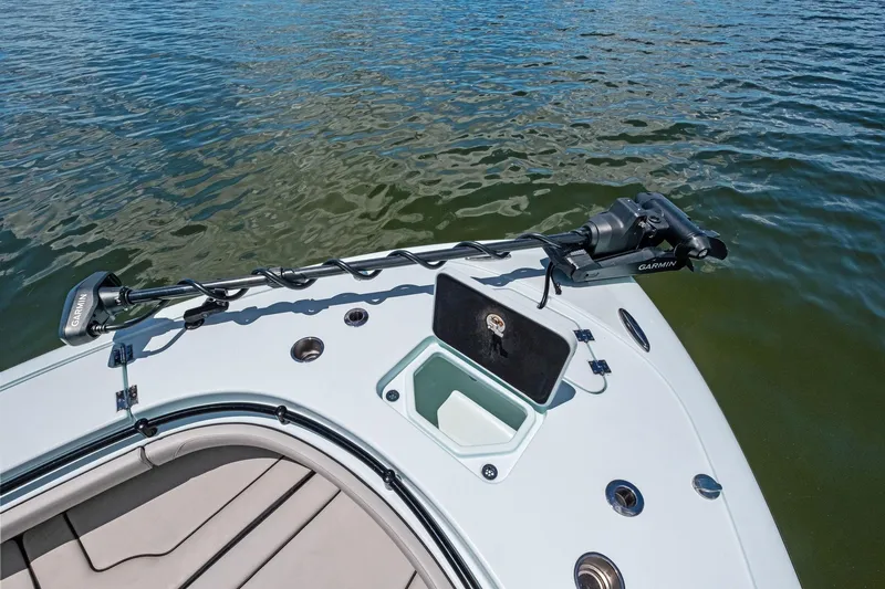 Slide: The Image of 2020 Barker Boatworks 26 Open bow with Garmin equipment on calm water. - 10