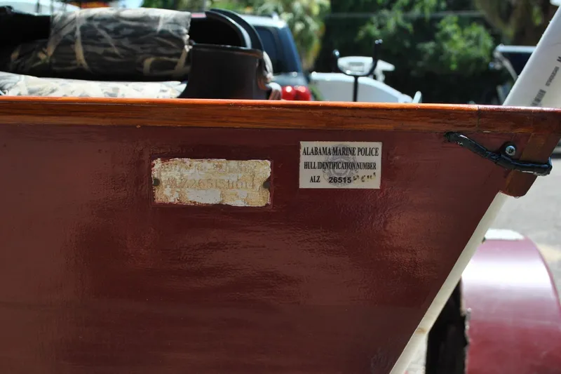 Slide: The Image of Red boat with Alabama Marine Police hull identification, Custom Underwood model, 2014. - 15