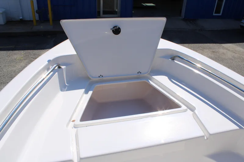 Slide: The Image of Open storage compartment on 2026 Key West 189 FS boat deck. - 15