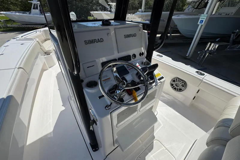 Slide: The Image of Interior view of 2026 Blazer 2800 Makaira boat with Simrad navigation system. - 32