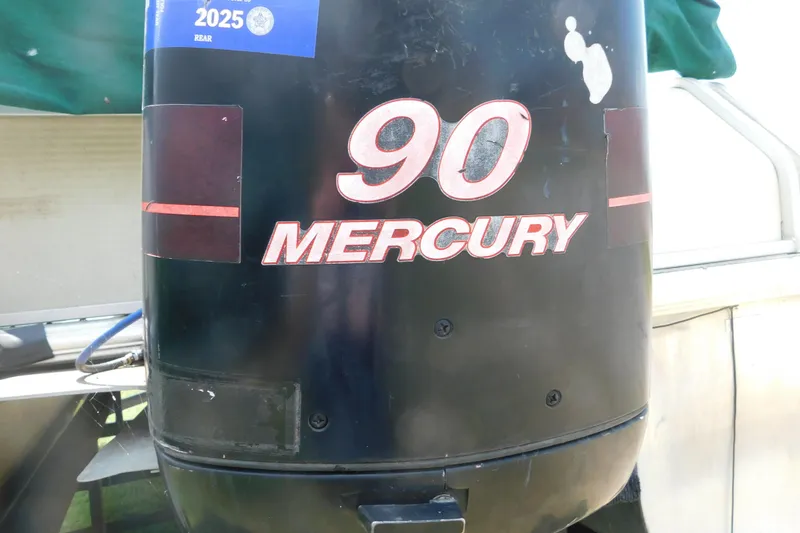 Slide: The Image of Mercury 90 outboard motor on 2001 Voyager Pontoons VF20 boat. - 6
