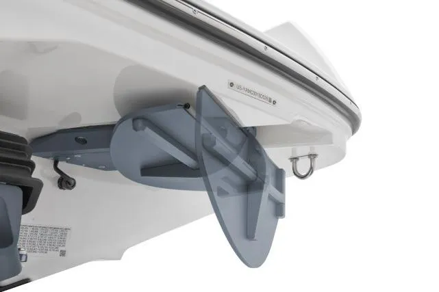 Slide: The Image of 2026 Yamaha Boats 222XD hull detail with advanced steering mechanism. - 3
