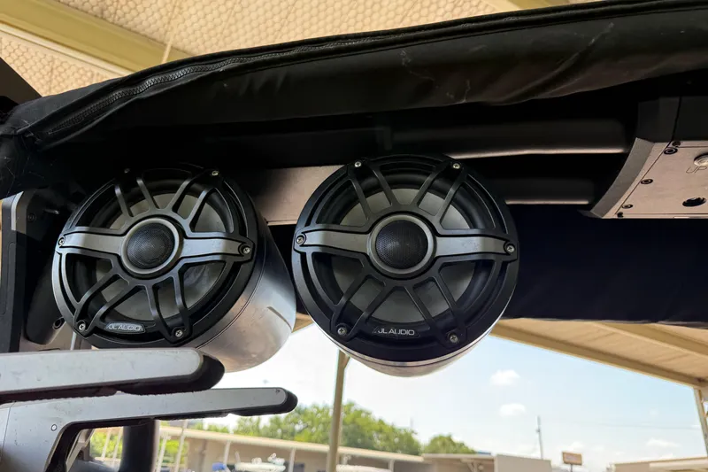 Slide: The Image of JL Audio speakers installed on a 2019 Supra SE 550 boat. - 8