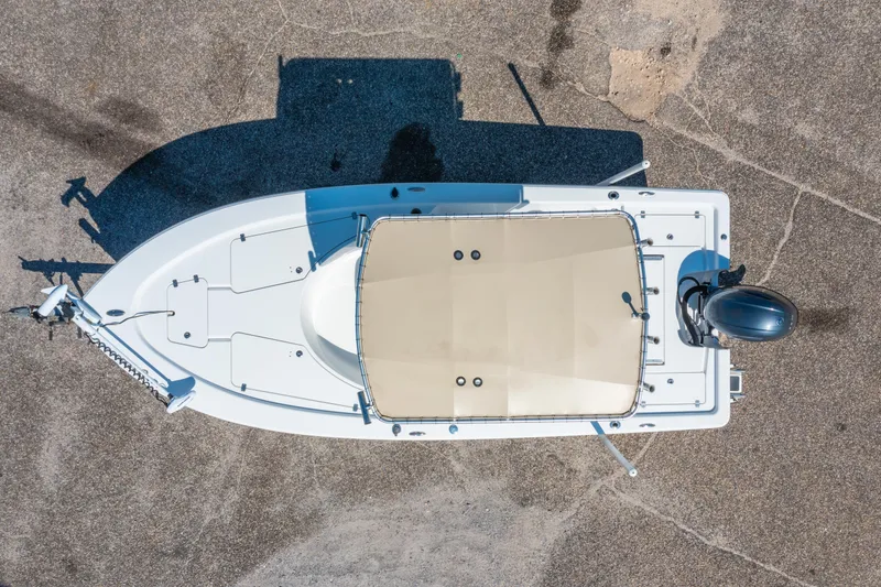 Slide: The Image of Overhead view of 2016 Sportsman Masters 207 Bay Boat on concrete surface. - 25