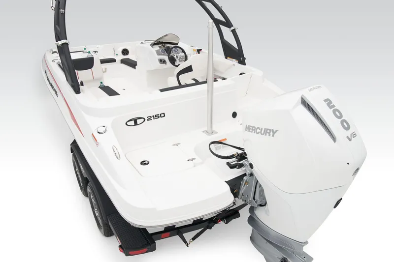 Slide: The Image of Manufacturer Provided Image: 2025 Tahoe 2150 boat with Mercury 200 V6 engine, rear view. - 43