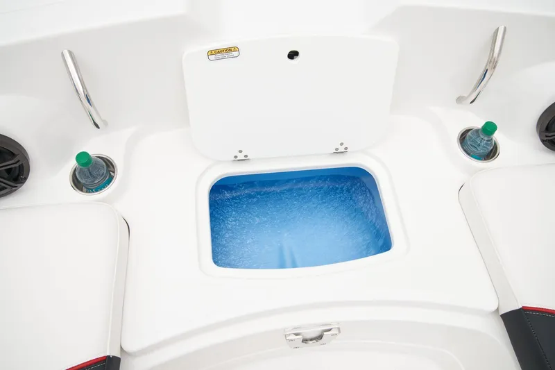 Slide: The Image of Manufacturer Provided Image: 2025 Tahoe 2150 boat interior with storage compartment and cup holders. - 46