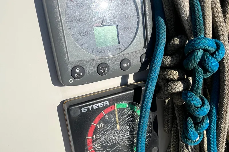 Slide: The Image of Close-up of Beneteau First 35s7 yacht instruments and ropes, 1994 model. - 29