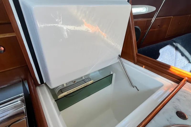 Slide: The Image of Open storage compartment in 1994 Beneteau First 35s7 yacht interior. - 36