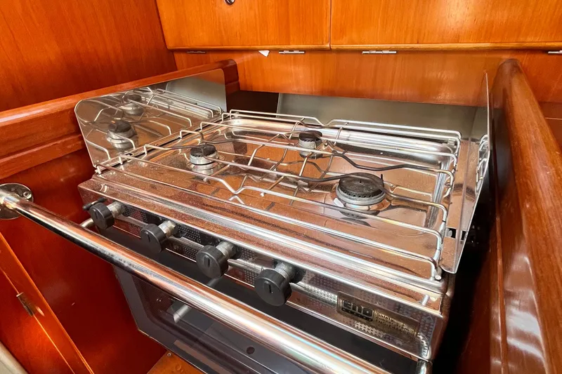 Slide: The Image of Stainless steel stove in 1994 Beneteau First 35s7 yacht kitchen. - 38
