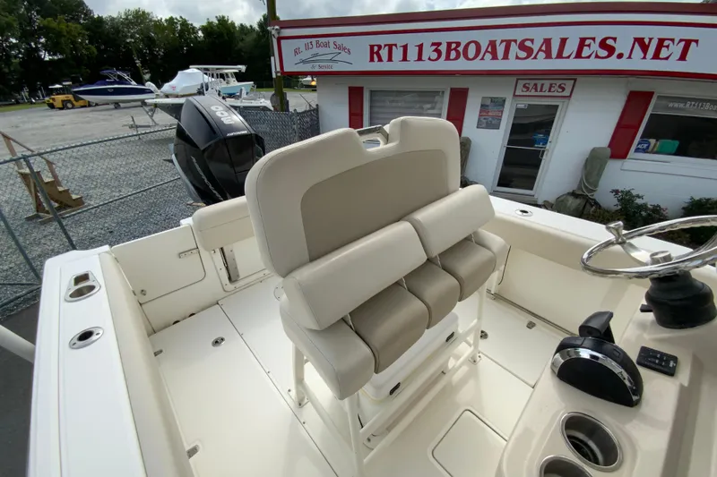 Slide: The Image of 2019 Boston Whaler 230 Outrage boat interior at RT113 Boat Sales dealership. - 28