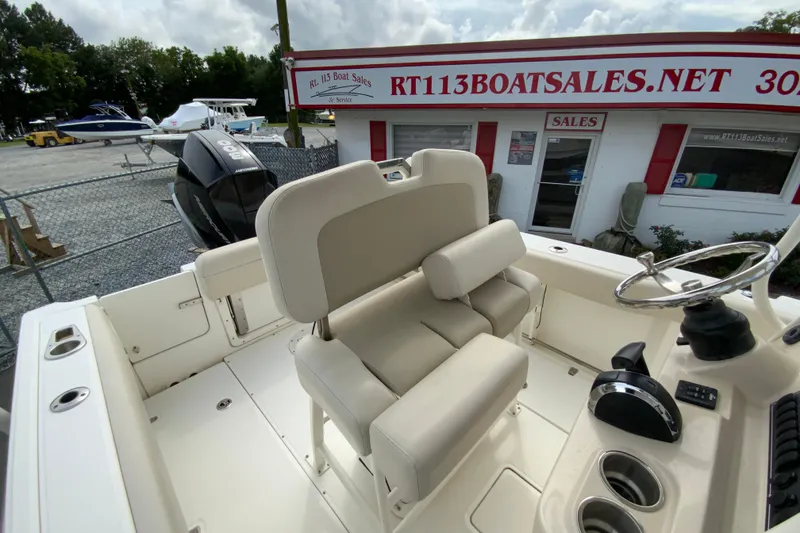 Slide: The Image of 2019 Boston Whaler 230 Outrage boat interior at RT113 Boat Sales dealership. - 29