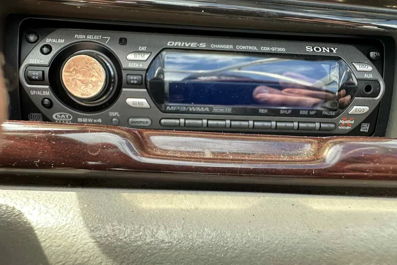Slide: The Image of Sony car stereo in a 1997 Maxum 2300 SR boat dashboard. - 6