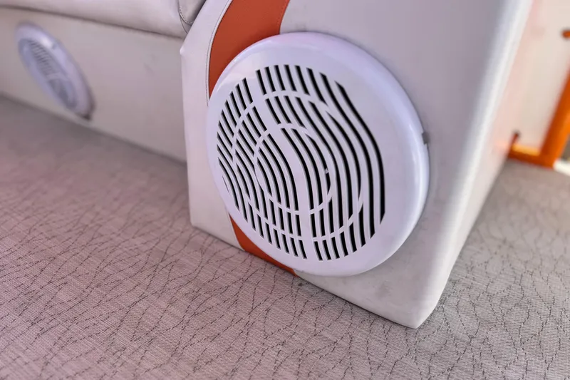 Slide: The Image of Speaker on 2022 Aloha Pontoon 230 boat, featuring modern design and upholstery. - 15