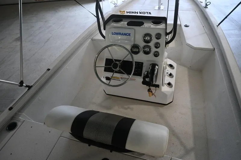 Slide: The Image of 2020 Vexus AVX1980CC boat console with steering wheel and control panel. - 10