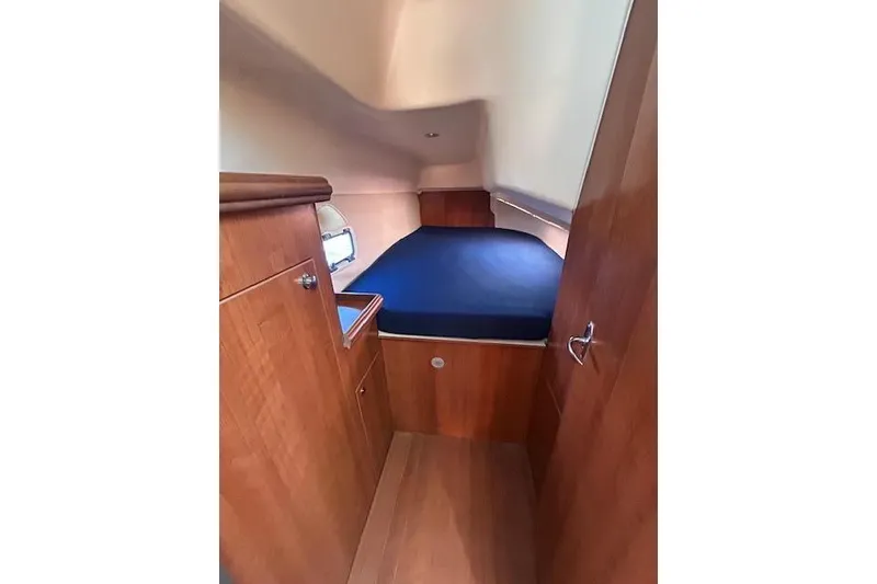 Slide: The Image of Interior of 2013 Gemini Legacy yacht with elegant wood finish and skylights. - 7