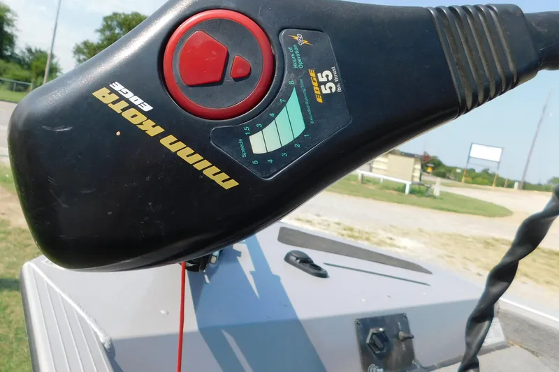 Slide: The Image of Close-up of Minn Kota Edge trolling motor control on 2009 Eagle G3 175 PF boat. - 2