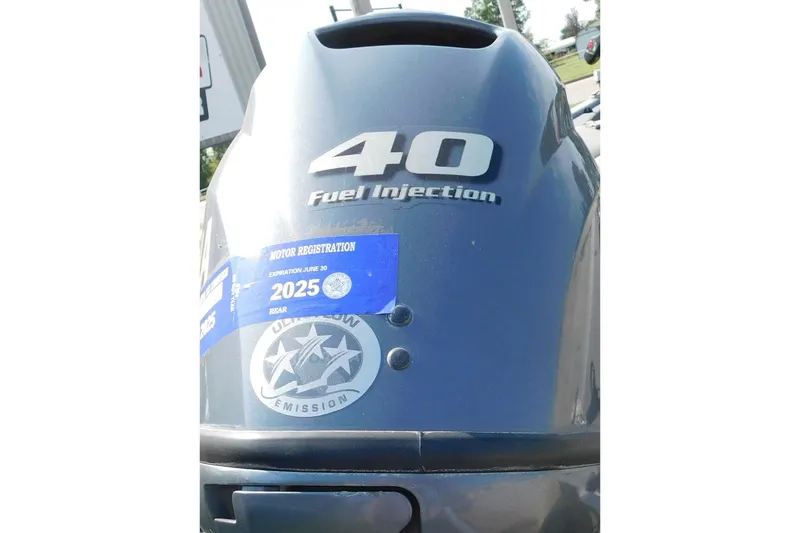 Slide: The Image of Outboard motor with "40 Fuel Injection" label and 2025 registration sticker. - 8