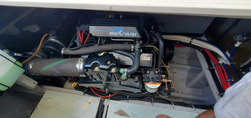 Slide: The Image of Engine compartment of a 1997 Wellcraft 330 Coastal boat with MerCruiser engine. - 29