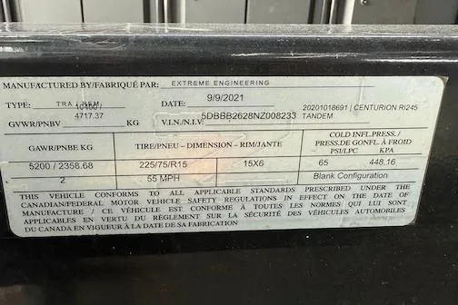 Slide: The Image of 2022 Centurion Ri245 label showing manufacturing details, specifications, and compliance information. - 18