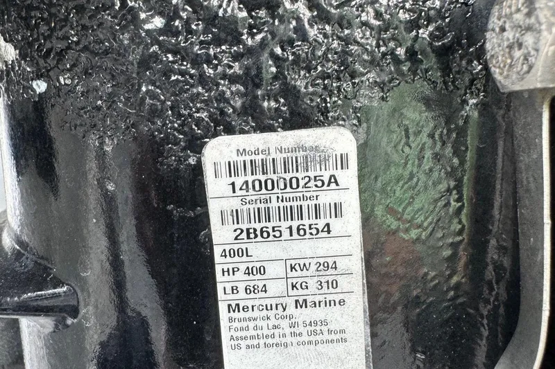 Slide: The Image of Label on Mercury Marine engine, model 14000025A, serial 2B651654, for Glasstream 280 ZS, 2015. - 52