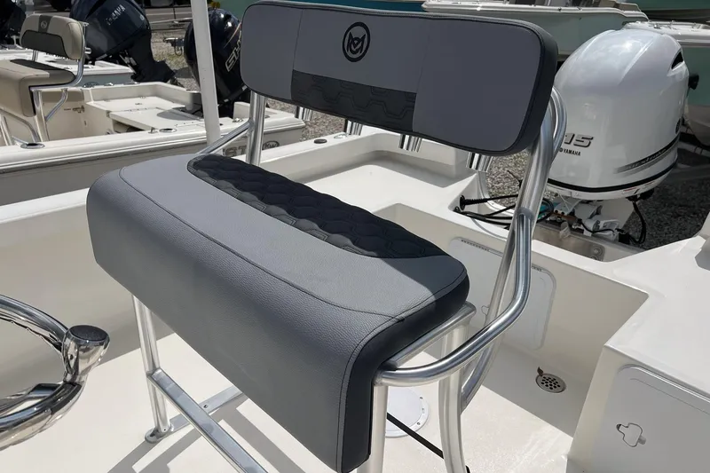Slide: The Image of 2026 May-Craft 192 boat seat with sleek design and sturdy metal frame. - 10