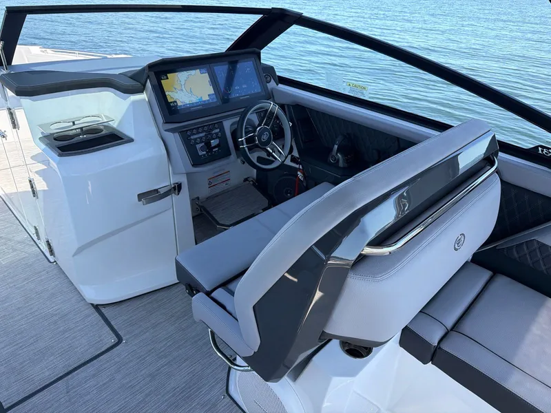 Slide: The Image of Interior of 2026 Cobalt R31 boat with modern cockpit design. - 29