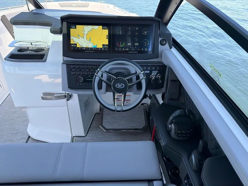 Slide: The Image of Cobalt R31 2026 boat cockpit with modern navigation technology. - 30