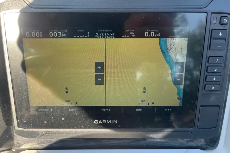 Slide: The Image of Garmin GPS display on Avalon LSZ 2585 QL, showing navigation map and data. - 14