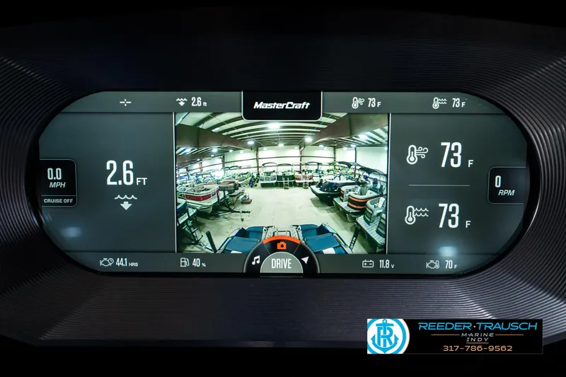 Slide: The Image of Dashboard display of 2025 MasterCraft X24 boat with various controls and settings. - 41