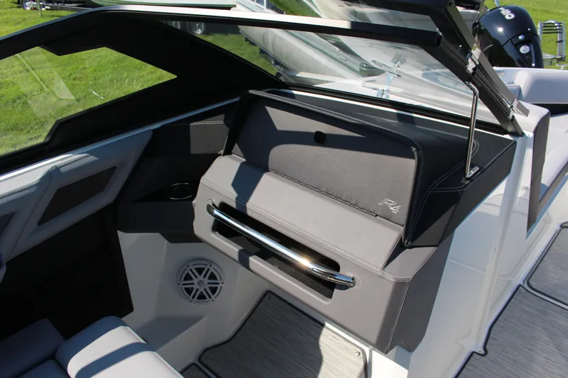 Slide: The Image of 2025 Cobalt R4 Surf boat interior with sleek dashboard and modern design features. - 36