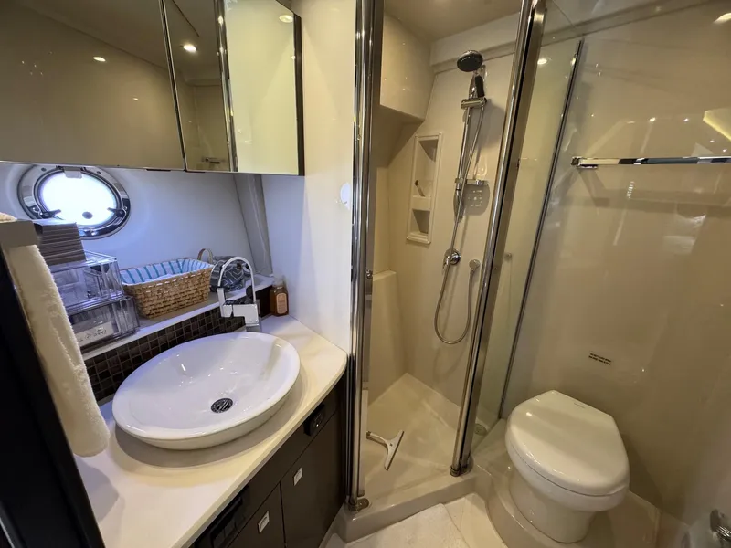 Slide: The Image of Luxurious bathroom in 2017 Cruisers Yachts 45 Cantius with modern fixtures and shower. - 39