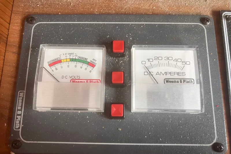 Slide: The Image of Weems & Plath DC volt and amp meters on 1994 Carver 350 boat panel. - 14