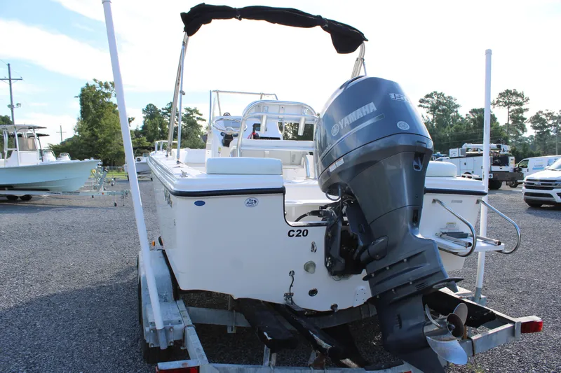 Slide: The Image of 2015 Edgewater 188CC boat with Yamaha outboard motor on trailer. - 7