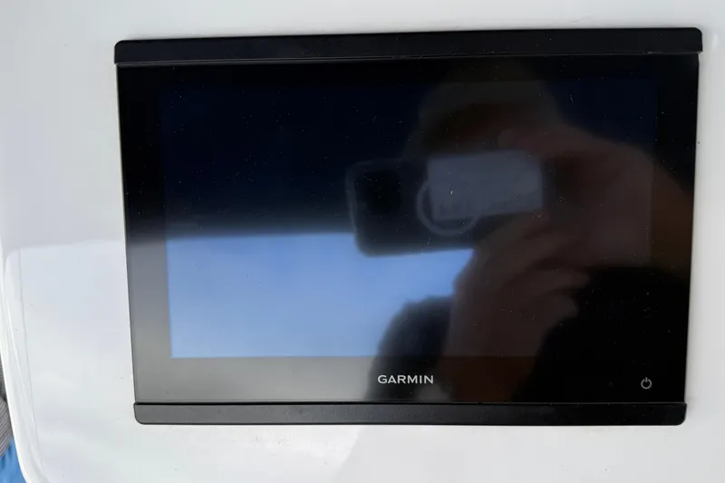 Slide: The Image of Garmin display on 2008 Island Packet 370 yacht, reflecting surroundings. - 15